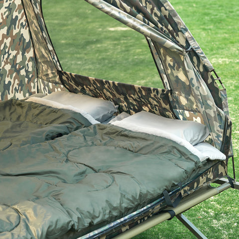 SoBuy Curta de camping cu coting pliabil cu saltea și 1 pungă de dormit maxim 180 kg multicoloră 193x145x188cm OGS32-L-TN