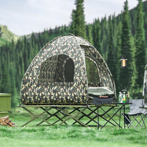 SoBuy Curta de camping cu coting pliabil cu saltea și 1 pungă de dormit maxim 180 kg multicoloră 193x145x188cm OGS32-L-TN