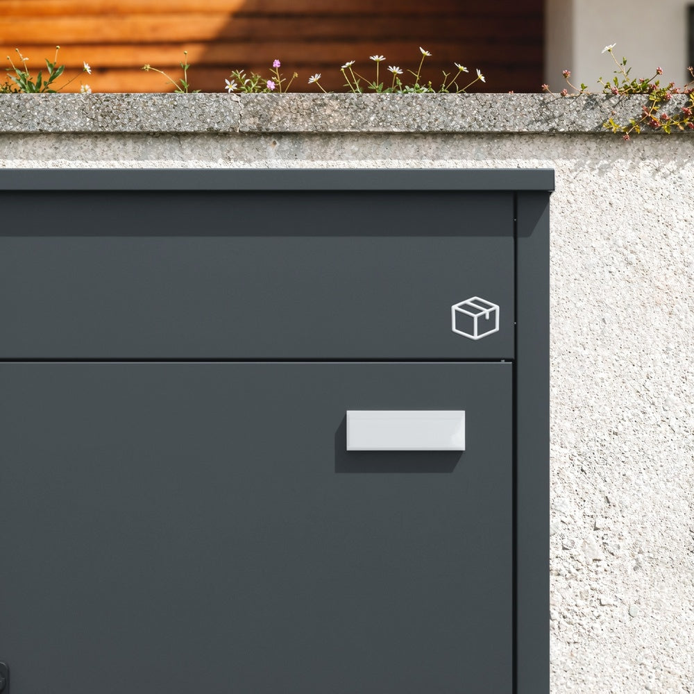 SoBuy OGS66-DG Boîte aux Lettres avec Compartiment Colis Anthracite – Boîte à Colis XXL sur Pied avec Serrure à Code, Coffre de Livraison Extérieur en Acier – 55×35×105 cm, Charge 34 kg