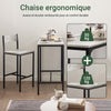 SoBuy OGT03-HG Set Masă Înaltă de Bucătărie 87 cm cu 2 Scaune de Bar – Mobilier Bar Compact Măsuță pentru Spații Mici, Balcon, Living sau Bucătărie – Stil Industrial Lemn și Metal
