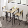 SoBuy OGT03-N Set Masă Înaltă de Bucătărie 87 cm cu 2 scaune de bar – Mobilier de Bar Compact Mese În Picioare pentru Spații Mici, Balcon, Living sau Bucătărie – Stil Industrial Lemn și Metal