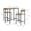 SoBuy OGT03-XL Set Masă Înaltă de Bucătărie 100 cm cu 2 Scaune de Bar – Mobilier Bar Compact Măsuță Înaltă pentru Spații Mici, Balcon, Living sau Bucătărie – Stil Industrial Lemn și Metal