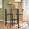 SoBuy OGT03-XL Set Masă Înaltă de Bucătărie 100 cm cu 2 Scaune de Bar – Mobilier Bar Compact Măsuță Înaltă pentru Spații Mici, Balcon, Living sau Bucătărie – Stil Industrial Lemn și Metal