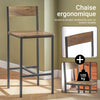 SoBuy OGT03-XL Set Masă Înaltă de Bucătărie 100 cm cu 2 Scaune de Bar – Mobilier Bar Compact Măsuță Înaltă pentru Spații Mici, Balcon, Living sau Bucătărie – Stil Industrial Lemn și Metal