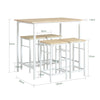 SoBuy OGT11-WN Set 1 Masă + 4 Scaune de Bar Set Masă de Bar Bistrou + 4 Scaune cu Suport pentru Picioare Masă Înaltă Bucătărie
