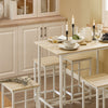 SoBuy OGT11-WN Set 1 Masă + 4 Scaune de Bar Set Masă de Bar Bistrou + 4 Scaune cu Suport pentru Picioare Masă Înaltă Bucătărie