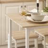 SoBuy OGT11-WN Set 1 Masă + 4 Scaune de Bar Set Masă de Bar Bistrou + 4 Scaune cu Suport pentru Picioare Masă Înaltă Bucătărie