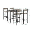 SoBuy OGT14-N Set 1 Masă + 4 Scaune, Set Masă de Bar Bistro + 4 Scaune, Masă Înaltă, Masă Înaltă de Bucătărie, pentru Sufragerie, Bucătărie, Living, Balcon, Natur