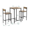 SoBuy Setați 3 piese de masă cu 2 scaune mobile cu bară în stil industrial, L60*P60*A97CM, OGT27-N WOOD