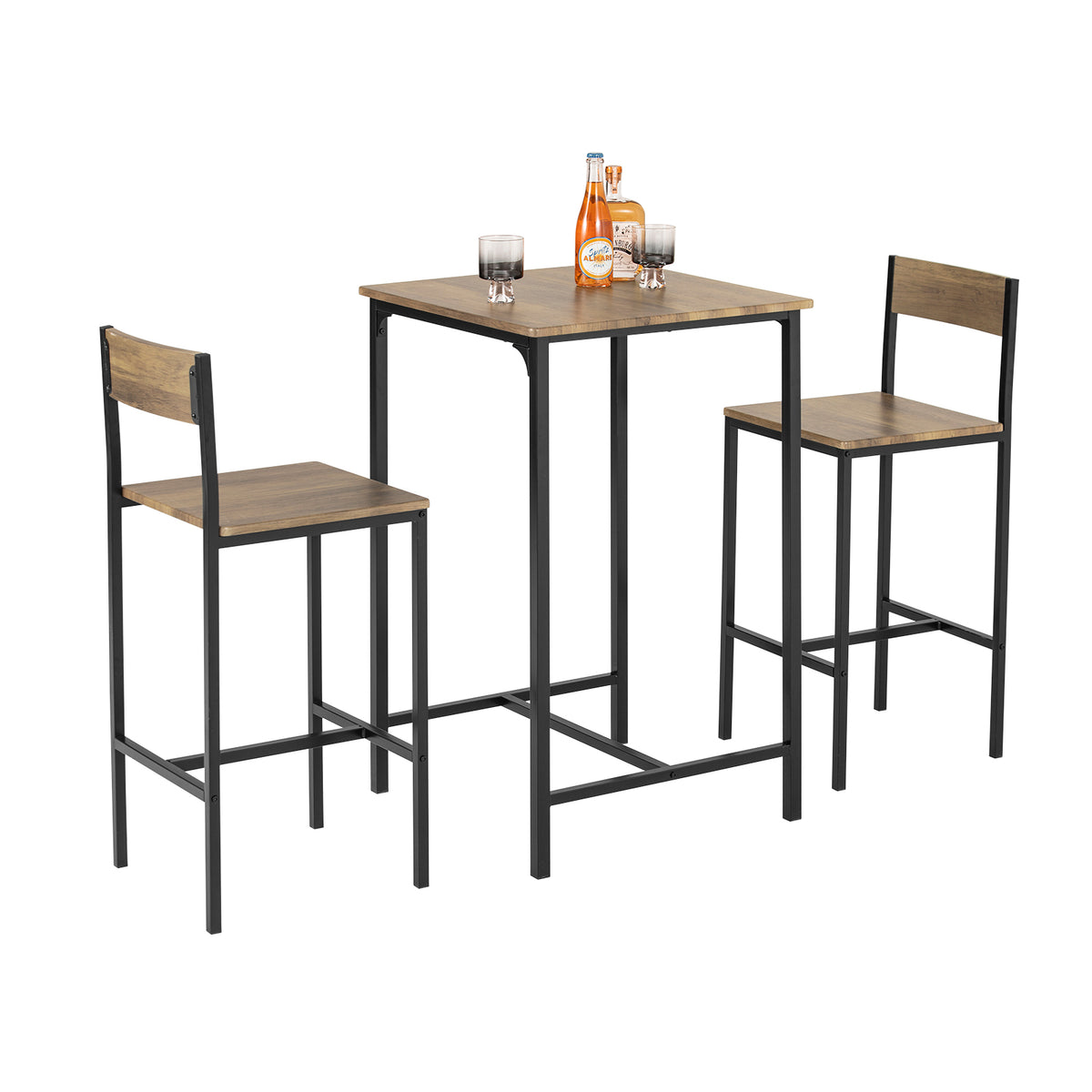 SoBuy OGT27-N Ensemble Table Haute Mange Debout Cuisine avec 2 Tabourets, Table de Bar Haute, Mange Debout avec Tabouret, Tab
