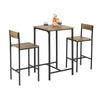 SoBuy OGT27-N Set Masă Înaltă de Bucătărie cu 2 Scaune, Masă de Bar Înaltă, Masă de Bucătărie cu Scaun, Masă Bar Bucătărie, Masă Înaltă Exterior, MDF și Metal, Lemn