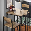 SoBuy Setați 3 piese de masă cu 2 scaune mobile cu bară în stil industrial, L60*P60*A97CM, OGT27-N WOOD