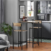 SoBuy OGT27-N Set Masă Înaltă de Bucătărie cu 2 Scaune, Masă de Bar Înaltă, Masă de Bucătărie cu Scaun, Masă Bar Bucătărie, Masă Înaltă Exterior, MDF și Metal, Lemn