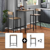 SoBuy Setați 3 piese de masă cu 2 scaune mobile cu bară în stil industrial, L60*P60*A97CM, OGT27-N WOOD