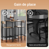 SoBuy OGT27-N Set Masă Înaltă de Bucătărie cu 2 Scaune, Masă de Bar Înaltă, Masă de Bucătărie cu Scaun, Masă Bar Bucătărie, Masă Înaltă Exterior, MDF și Metal, Lemn