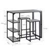SoBuy 3 seturi de masă Tabel cu 2 scaune, set de mobilier cu balcon, masă înaltă cu 3 rafturi OGT43-HG gri