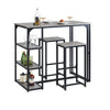 SoBuy 3 seturi de masă Tabel cu 2 scaune, set de mobilier cu balcon, masă înaltă cu 3 rafturi OGT43-HG gri