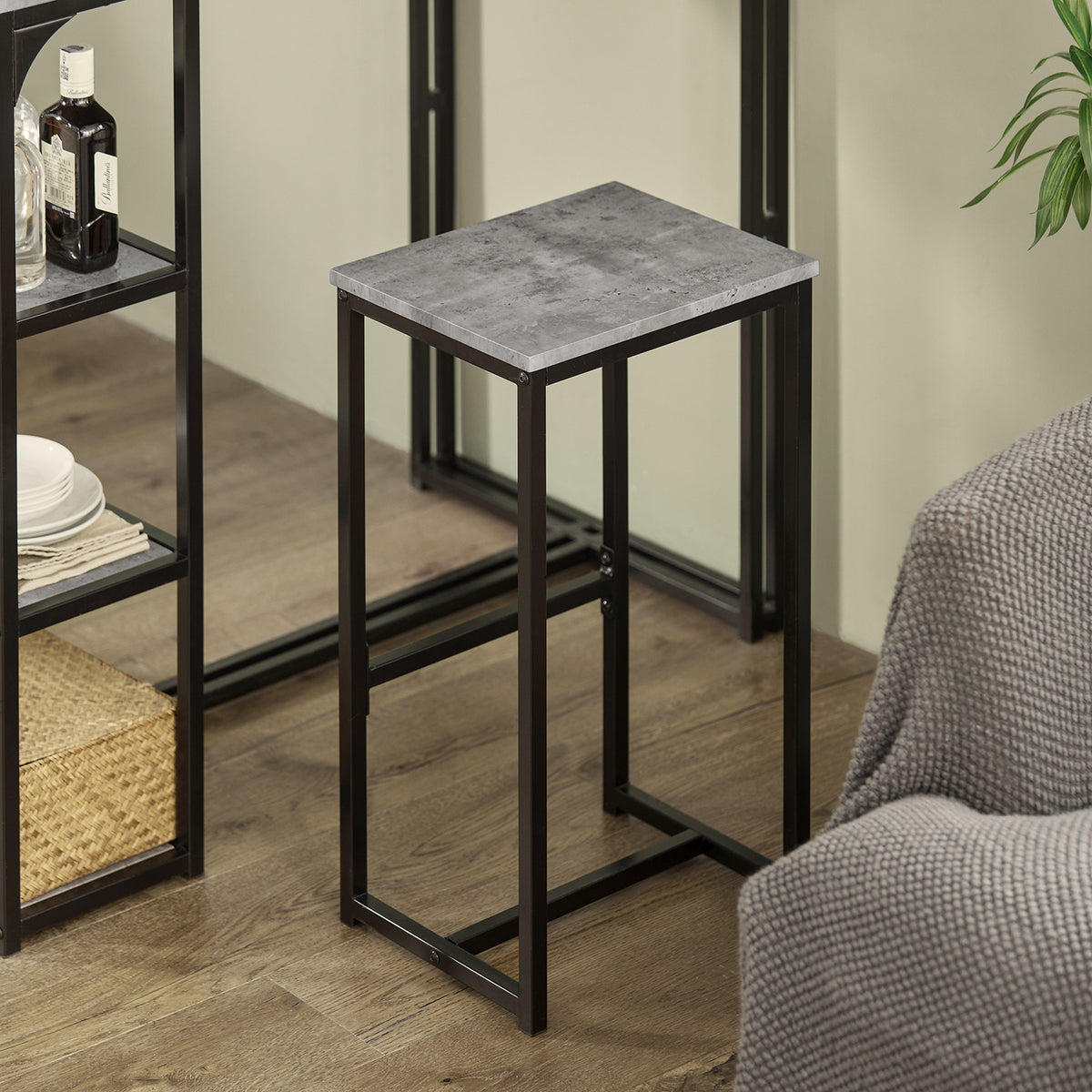 SoBuy OGT43-HG Set Masă și 2 Scaune de Bar Set Masă de Bar + Scaune de Bar Masă de Bistro Masă Înaltă