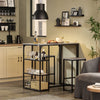 SoBuy 3 seturi de masă Tabel cu 2 scaune, set de mobilier cu balcon, masă înaltă cu 3 rafturi OGT43-HG gri