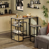 SoBuy 3 seturi de masă Tabel cu 2 scaune, set de mobilier cu balcon, masă înaltă cu 3 rafturi OGT43-HG gri