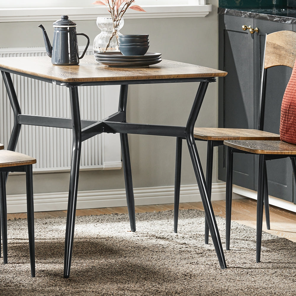 SoBuy OGT49-F Set masă de dining și 4 scaune Masă de bucătărie Set de 5 piese Cadru din oțel Masă