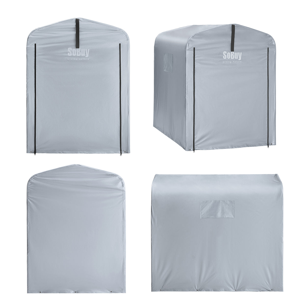SoBuy SDA11-SIL Bâche pour Abri de Jardin Imperméable, pour Abri Vélo, Moto et Outils, Résistant à l’Humidité, Rangement Optimisé – L120×P176×H163 cm, Argent