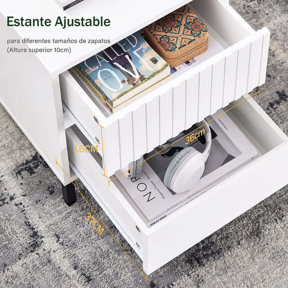 SoBuy FBT157-W Bout de Canapé Table de Chevet Table de Nuit Table d'Appoint Table Basse avec 2 Tiroirs pour Salon, Chambre ou Bureau, Pieds en Métal, L40 x P40 x H48 cm, Blanc