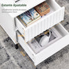 SoBuy FBT157-W Măsuță de capăt Măsuță de noptieră Măsuță auxiliară Măsuță de cafea cu 2 sertare pentru living, dormitor sau birou, picioare metalice, L40 x A40 x H48 cm, Alb
