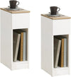 SoBuy FBT111-WNx2 Set de 2 Noptiere Înguste de 20 cm – Economie de Spațiu, Sertar și Etajeră