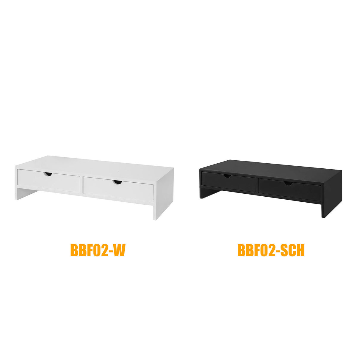 SoBuy BBF02-W Suport pentru monitor PC, înălțător pentru ecran PC de birou cu 2 sertare și spațiu de depozitare, suport universal pentru laptop sau monitor, alb 47x18x11cm