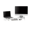 SoBuy BBF04-W Rehausseur Écran PC Bureau avec 2 Tiroirs Support Écran PC Rehausseur Ordinateur Portable Support Moniteur Réglable Blanc 60–107x22x11cm