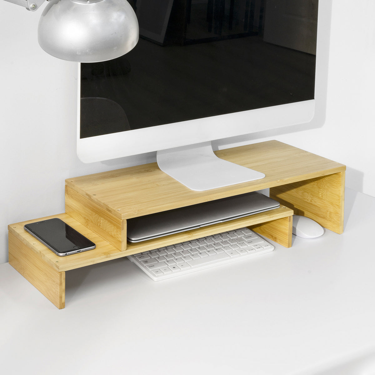 SoBuy BBF07-N Suport Monitor Ajustabil, Înălțător Ergonomic pentru Ecran, pentru 2 Monitoare de Calculator Univer | Precomandă