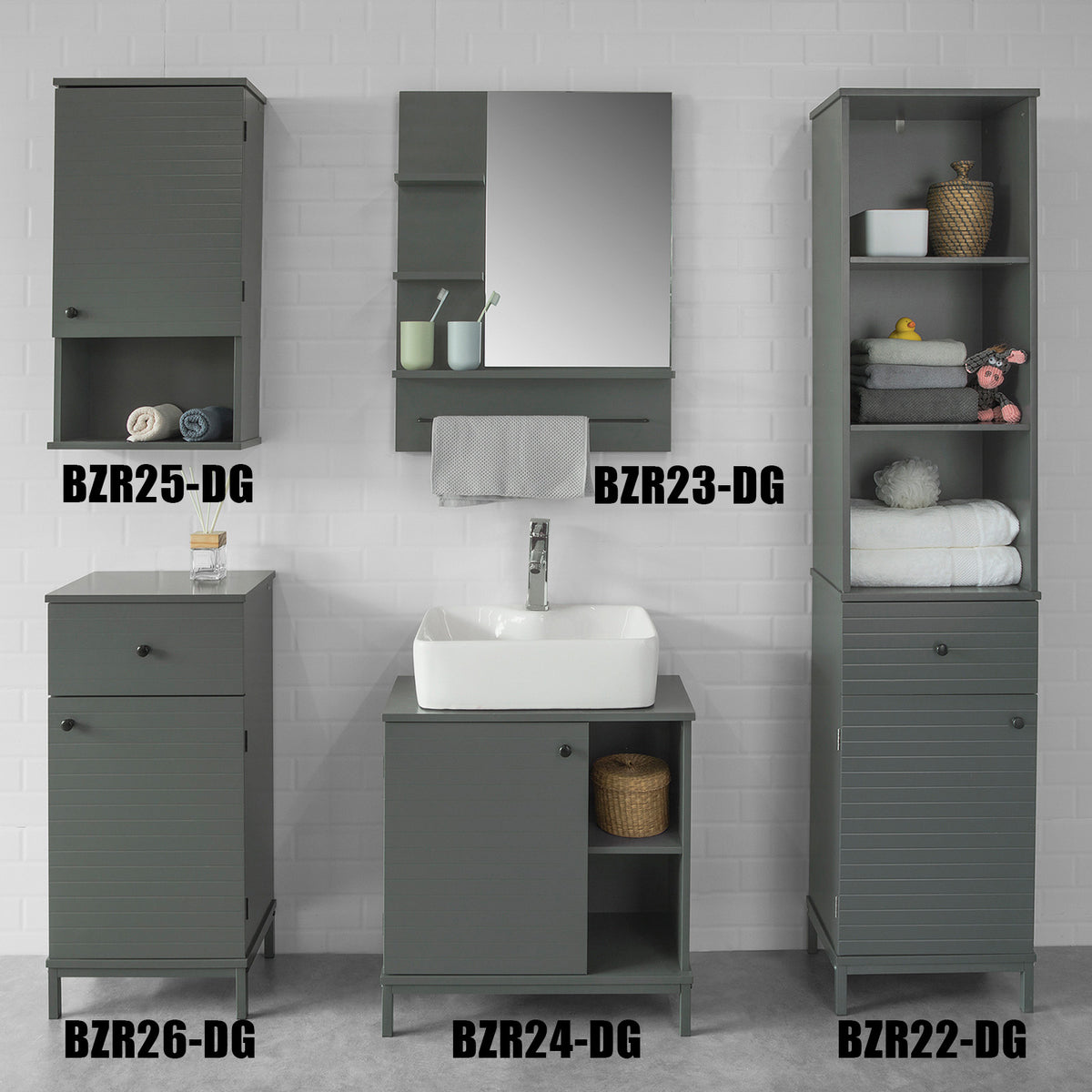 SoBuy BZR23-DG Miroir avec Porte-Serviettes Miroir Mural Miroir de Salle de Bain avec étagères