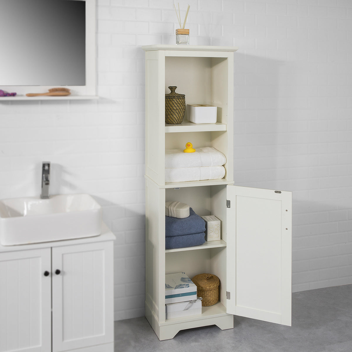 SoBuy BZR28-MI Meuble Colonne de Salle de Bain Armoire Haute Meuble Rangement