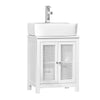 SoBuy BZR35-W Dulap Sub Chiuvetă Baie, Dulap Chiuvetă cu 2 Uși și Raft, Mobilier Baie Mic cu Panouri tip Grilaj pentru Lavoar, Alb 50x60x33 cm