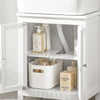 SoBuy BZR35-W Dulap Sub Chiuvetă Baie, Dulap Chiuvetă cu 2 Uși și Raft, Mobilier Baie Mic cu Panouri tip Grilaj pentru Lavoar, Alb 50x60x33 cm