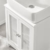 SoBuy BZR35-W Dulap Sub Chiuvetă Baie, Dulap Chiuvetă cu 2 Uși și Raft, Mobilier Baie Mic cu Panouri tip Grilaj pentru Lavoar, Alb 50x60x33 cm