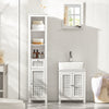 SoBuy BZR35-W Dulap Sub Chiuvetă Baie, Dulap Chiuvetă cu 2 Uși și Raft, Mobilier Baie Mic cu Panouri tip Grilaj pentru Lavoar, Alb 50x60x33 cm