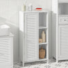 SoBuy BZR39-W Dulap înalt de baie – Dulap de baie îngust cu ușă cu lamele și 3 rafturi – Dulap de depozitare pentru bucătărie, toaletă, alb, 48 x 96 x 24 cm