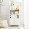 SoBuy BZR56-W Meuble Bas de Salle de Bain Commode Armoire de Rangement sur Pied avec 3 étagères et 2 Portes, Blanc, 41x36x86 cm