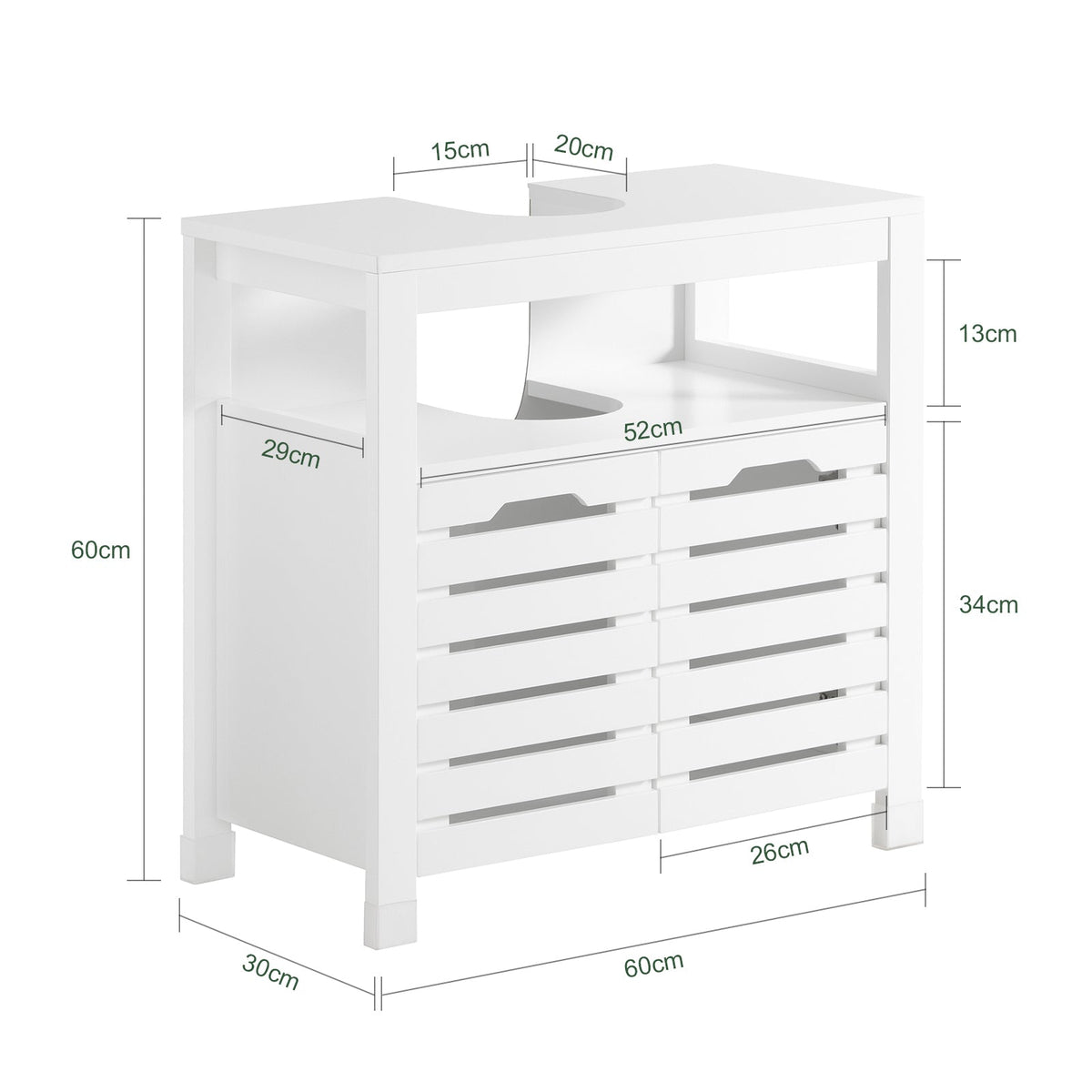 SoBuy BZR58-W Meuble sous-Lavabo, Meuble sur Pieds de Salle de Bain, Meuble sous-Vasque, Armoire Salle de Bain