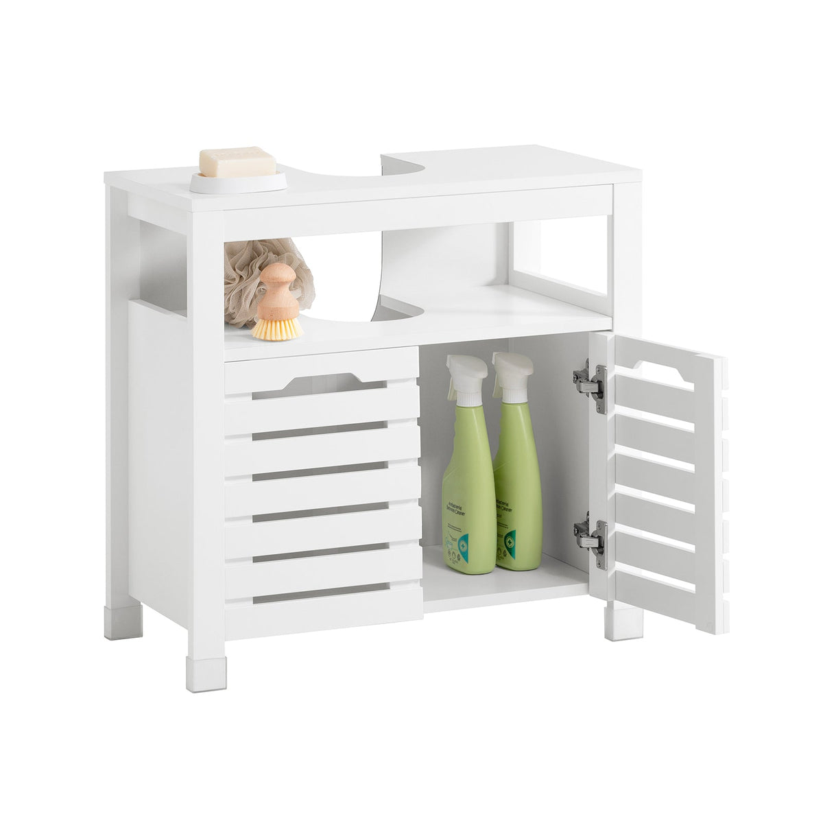 SoBuy BZR58-W Meuble sous-Lavabo, Meuble sur Pieds de Salle de Bain, Meuble sous-Vasque, Armoire Salle de Bain