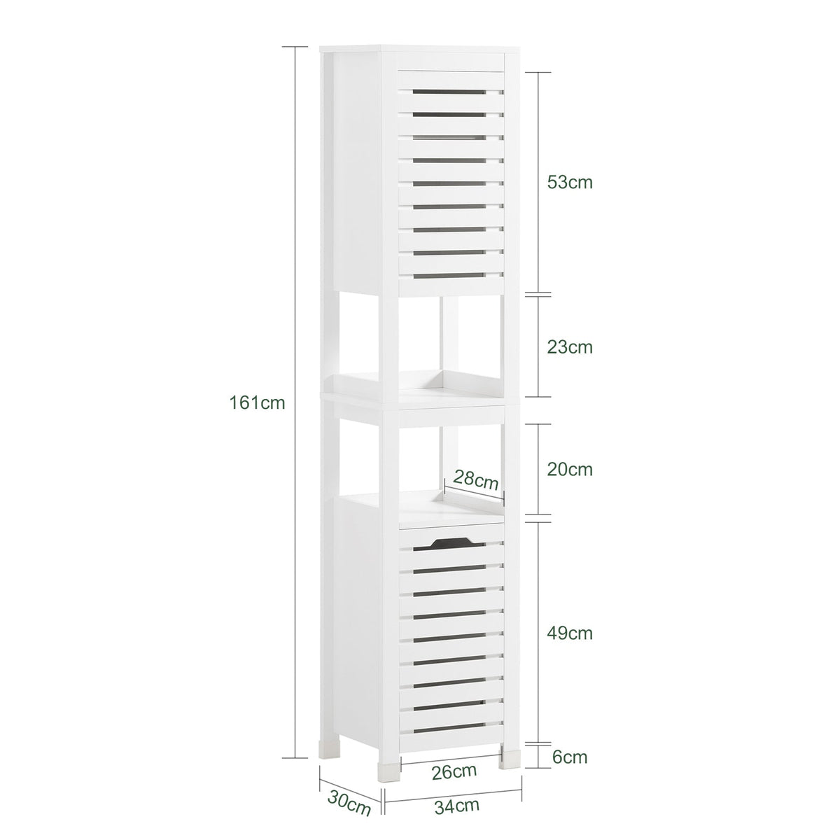SoBuy BZR59-W Meuble Colonne de Salle de Bain, Armoire Haute, Placard de Rangement, Étagère de Rangement
