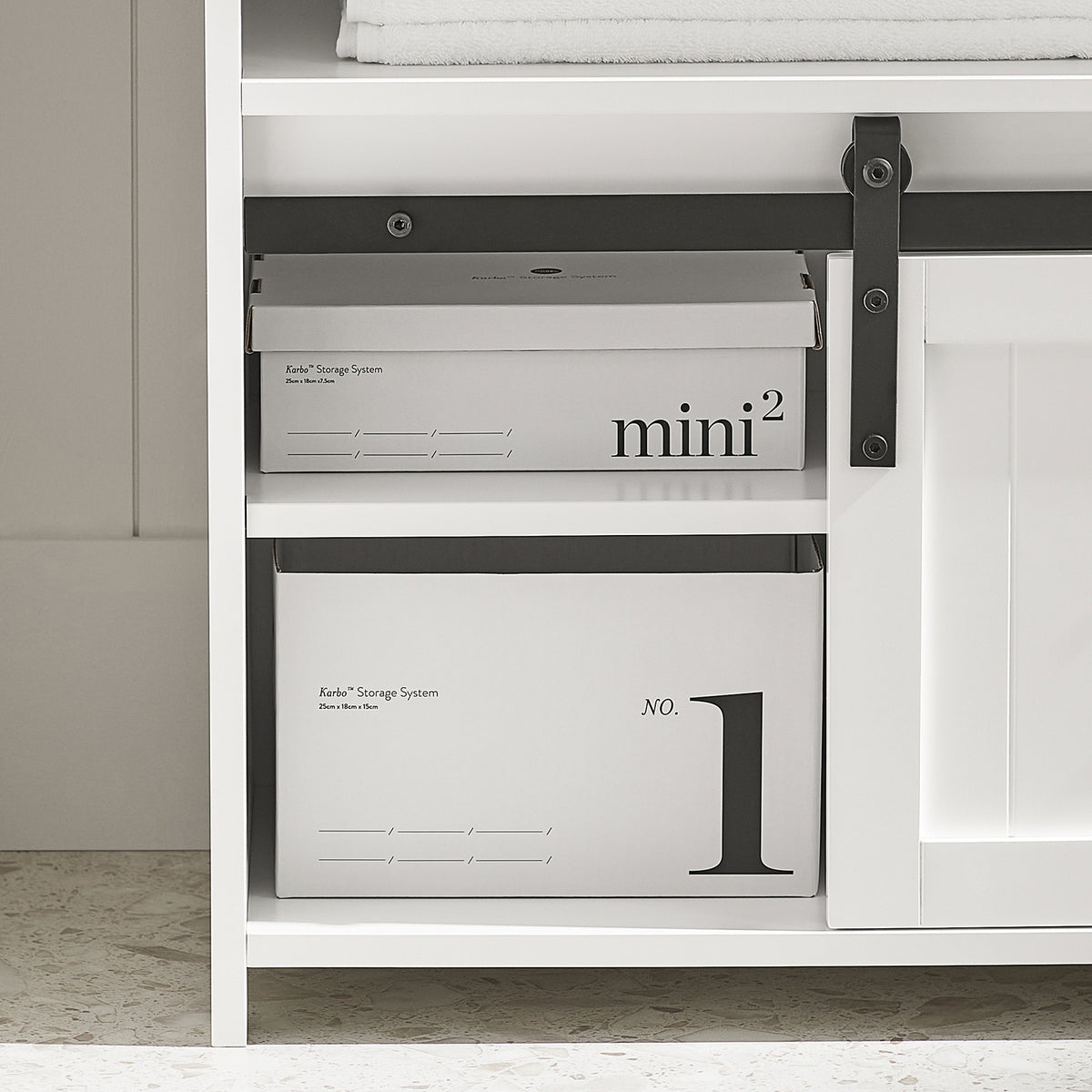 SoBuy BZR61-W Meuble sous Lavabo, Meuble de Salle de Bain, Placard de Rangement, Armoire Salle de Bain et Porte de Grange