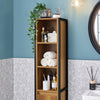 SoBuy BZR62-PF Dulap Colonial Vintage pentru Baie 30x168x28 cm – Dulap Îngust cu 3 Compartimente Deschise și 1 Ușă – Dulap de Depozitare pentru Toaletă sau Baie, Stil Industrial