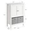SoBuy BZR64-W Meuble Armoire Meuble Bas Salle de Bains Placard de Rangement, Commode avec 2 Portes et 2 Paniers Amovibles