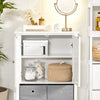 SoBuy BZR64-W Meuble Armoire Meuble Bas Salle de Bains Placard de Rangement, Commode avec 2 Portes et 2 Paniers Amovibles