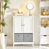 SoBuy BZR64-W Meuble Armoire Meuble Bas Salle de Bains Placard de Rangement, Commode avec 2 Portes et 2 Paniers Amovibles