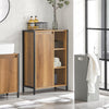 SoBuy BZR65-PF Meuble Salle de Bain avec Panier à Linge Petit Meuble de Rangement Salle de Bain avec Étagères Ouvertes et Panier Amovible – Armoire de Toilette Compacte Rangement WC 60x30x90 cm