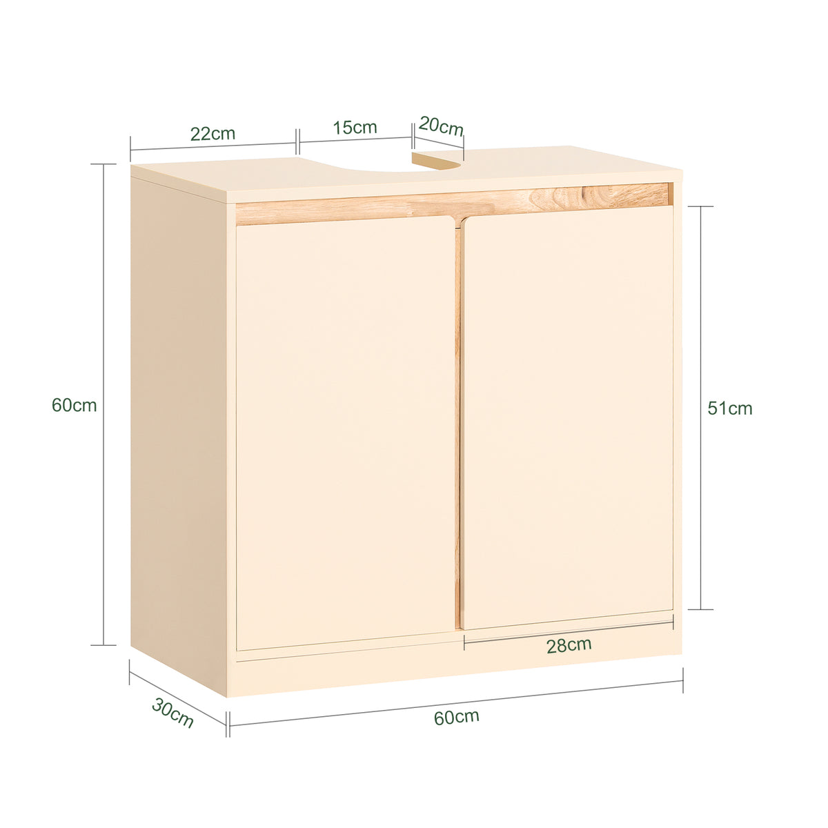 SoBuy BZR78-MI Meuble sous-Lavabo, Meuble sous Vasque, Meuble Salle de Bain avec 2 Étages et 2 Portes